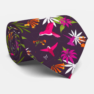 Hummingbird Tropical Blume and Palms Wedding Krawatte