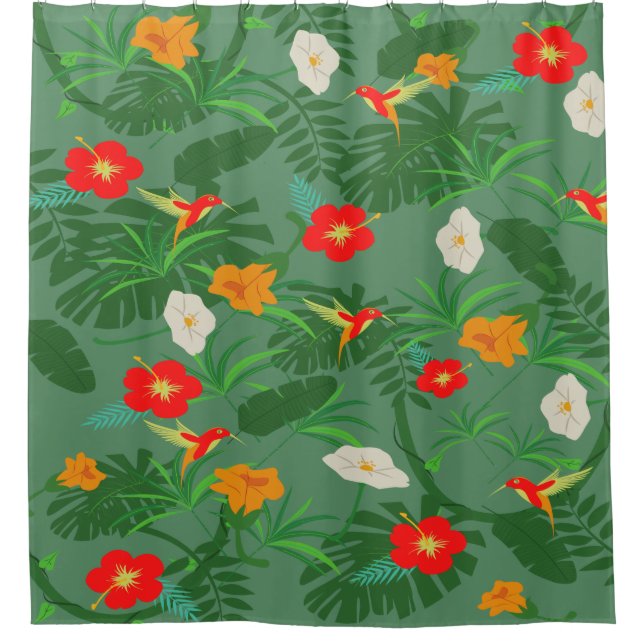 Hummingbird Tropical Dream Pattern Duschvorhang (Vorderseite)