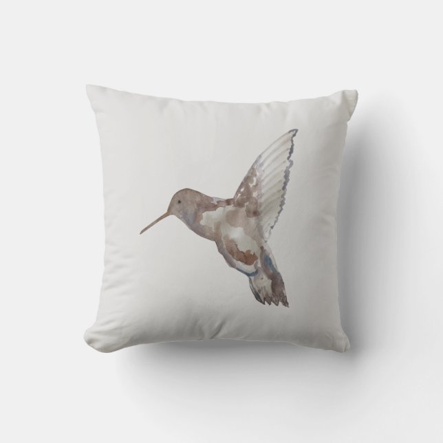 Hummingbird Tropical Painting Neutral Pillow Kissen (Vorderseite)