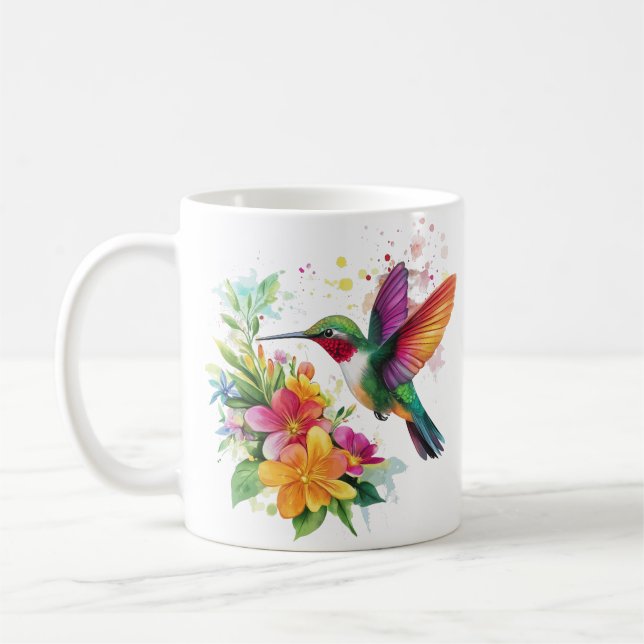 Hummingbird Tropische Blume Kaffeetasse (Links)