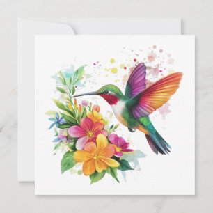 Hummingbird Tropische Blume Karte