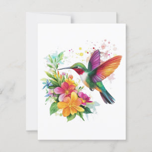 Hummingbird Tropische Blume Postkarte