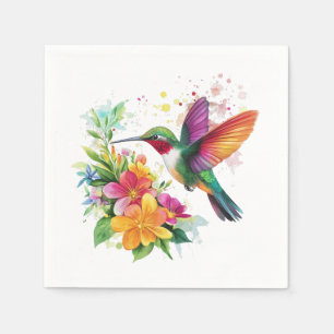Hummingbird Tropische Blume Serviette