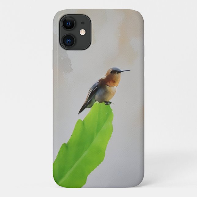 Hummingbird über Cactus Paddle Wasserfarbe Art Case-Mate iPhone Hülle (Rückseite)
