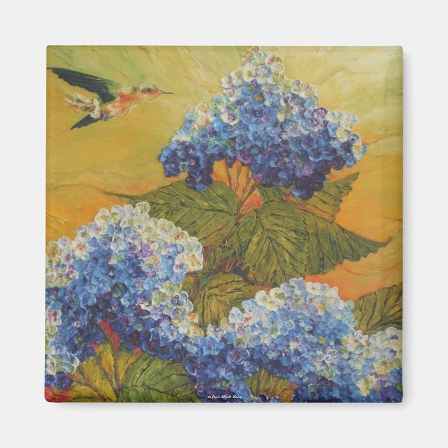 Hummingbird und Blue Hydrangea Magnet (Vorne)