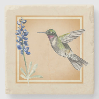 Hummingbird und Bluebonnet im neutralen Hintergrun Steinuntersetzer