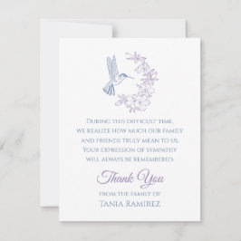 Hummingbird und Blume Beileid Danke, Card Dankeskarte
