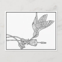 Hummingbird und Blume Design Postkarte