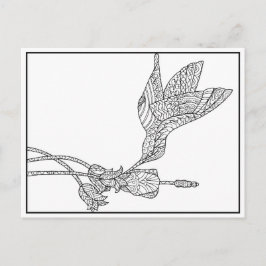 Hummingbird und Blume Design Postkarte