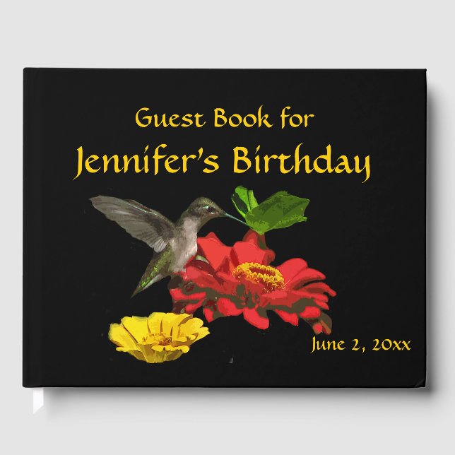 Hummingbird und Blume Geburtstagsparty Gästebuch (Vorderseite)