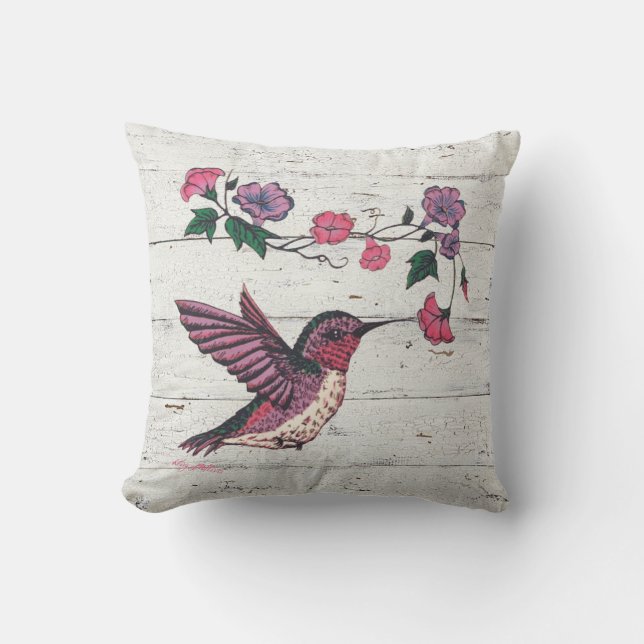 Hummingbird und Blume Kissen (Vorderseite)