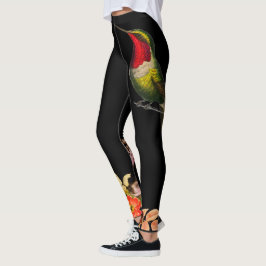 HUMMINGBIRD UND BLUME SCHWARZE KUSTOM Leggings