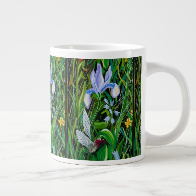 Hummingbird und Iris Coffee Cup Jumbo-Tasse (Rechts)