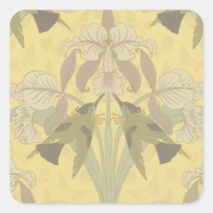 Hummingbird und Iris Quadratischer Aufkleber