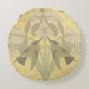 Hummingbird und Iris Rundes Kissen