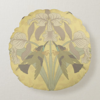 Hummingbird und Iris Rundes Kissen
