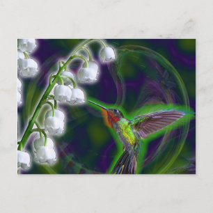 Hummingbird und Lily der Blume des Tals Postkarte