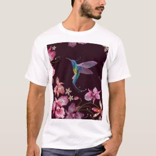 Hummingbird und Orchideen, tropische nahtlose Mode T-Shirt