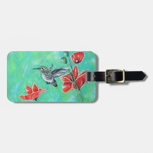 Hummingbird und Poppies Painting Gepäckanhänger (Vorderseite horizontal)