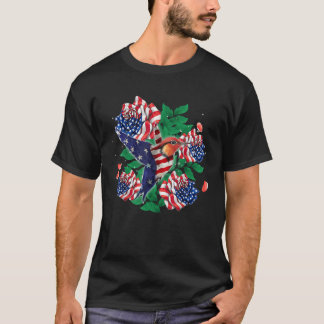Hummingbird und Rose American Flag T-Shirt Patriot
