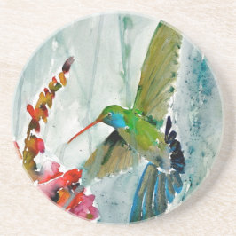 Hummingbird und Snapdragon Round Sandstone Unterse Getränkeuntersetzer