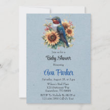 Hummingbird und Sunflower Blue Baby Dusche