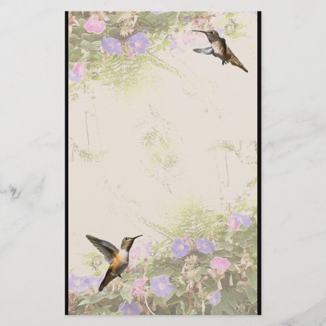 Hummingbird Vogel Tierart Floral Briefpapier (Vorderseite)