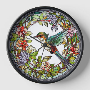 Hummingbird-Wand aus festem Glas Uhr