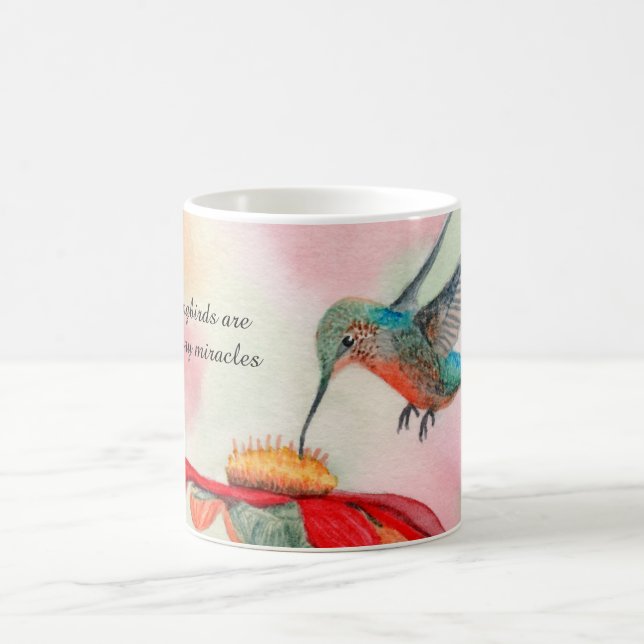 Hummingbird watercolor art on a coffee mug kaffeetasse (Mittel)