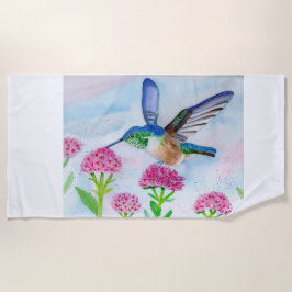 Hummingbird Watercolor Beach Handtuch