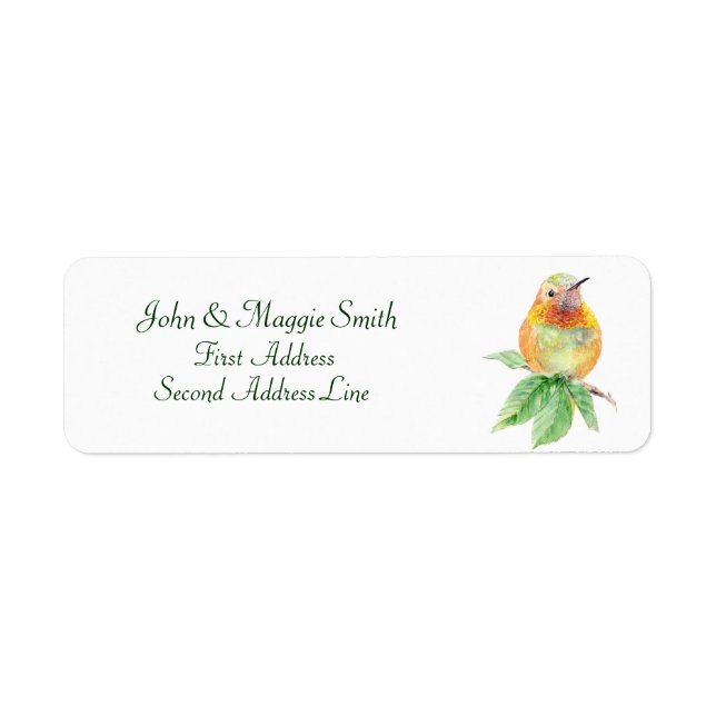 Hummingbird Watercolor Bird Nature Address Label (Vorne)