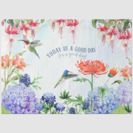 Hummingbird Watercolor Garden Blumendekoupage Seidenpapier