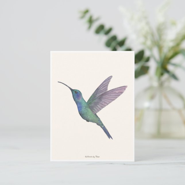 Hummingbird Watercolor Postkarte (Stehend Vorderseite)