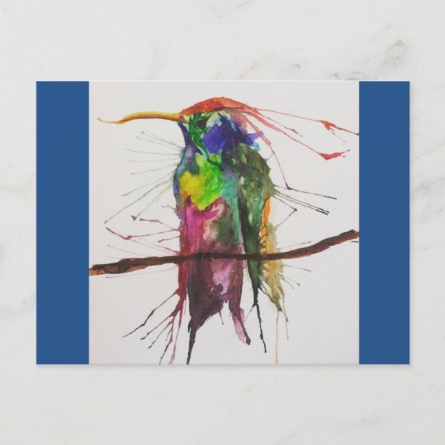 Hummingbird Watercolor Postkarte (Vorderseite)