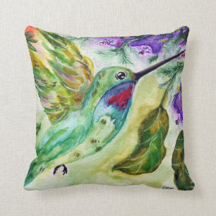 "Hummingbird watercolor" Throw Pillow Kissen