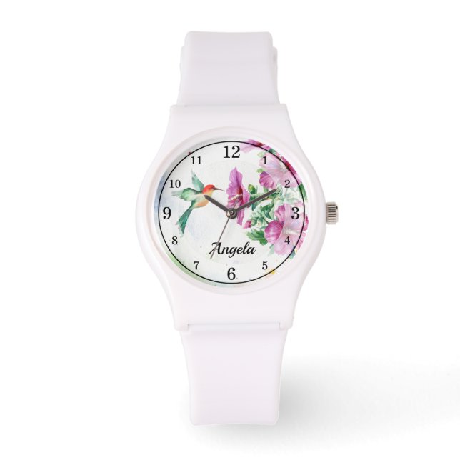Hummingbird Watercolor Watch Armbanduhr (Vorderseite)