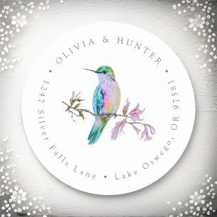 Hummingbird Wedding Couple Names Rücksendeadresse Runder Aufkleber