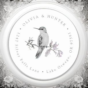 Hummingbird Wedding Couple Names Rücksendeadresse Runder Aufkleber