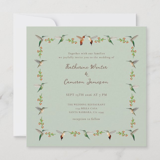 Hummingbird Wedding Invitation (Vorderseite)