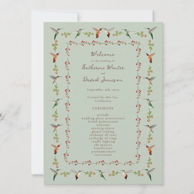 Hummingbird Wedding Program (Vorderseite)