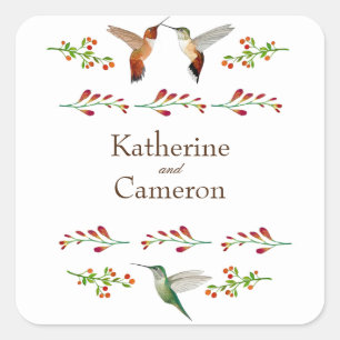 Hummingbird Wedding Quadratischer Aufkleber