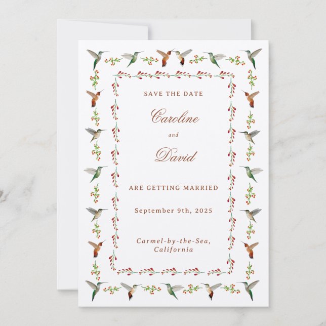 Hummingbird Wedding Save the Date (Vorderseite)