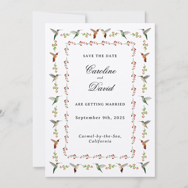Hummingbird Wedding Save the Date (Vorderseite)