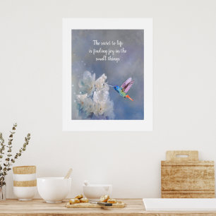 Hummingbird White Blume Print Quote Poster