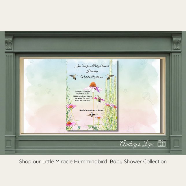 Hummingbird & Wildflower Baby Shower Einladung (Von Creator hochgeladen)