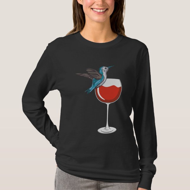 Hummingbird Wine Drinking Birdwatching T-Shirt (Vorderseite)