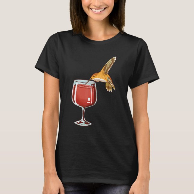 Hummingbird Wine Passion Animal Bird Fans trinken T-Shirt (Vorderseite)