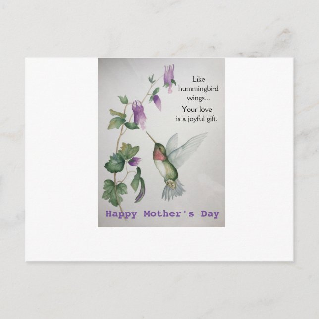 Hummingbird Wings Mothers Day Carte postale Joyful (Devant)