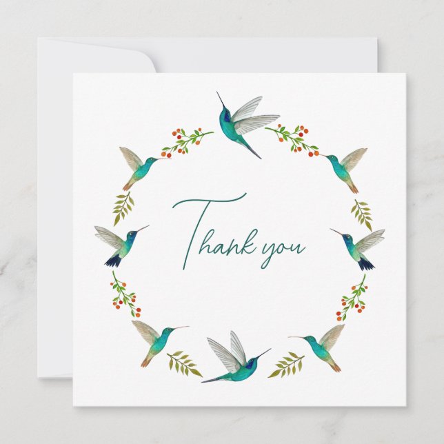 Hummingbird Wreath Vielen Dank Dankeskarte (Vorderseite)