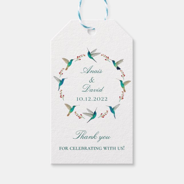 Hummingbird Wreath Wedding Geschenkanhänger (Vorderseite)